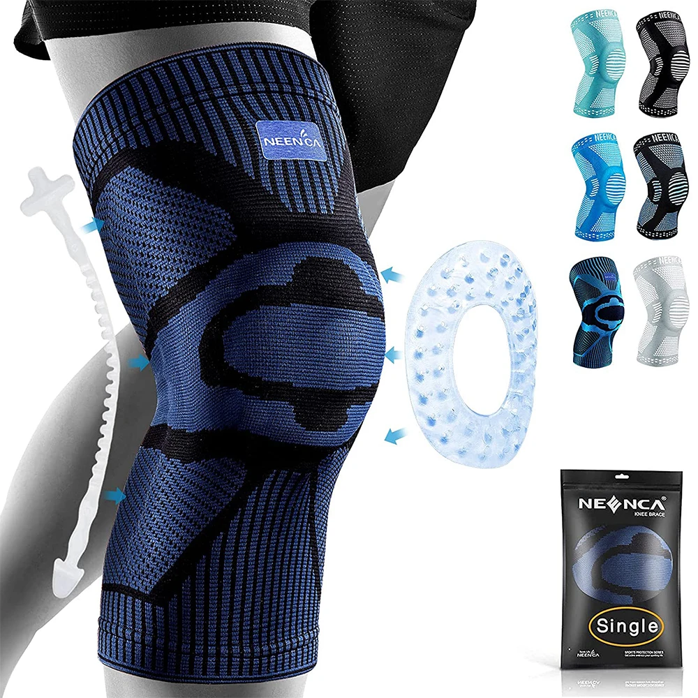 NEENCA-Support de genouillère avec stabilisateurs latéraux, gel rotulien, manchon de compression du genou pour la récupération des blessures