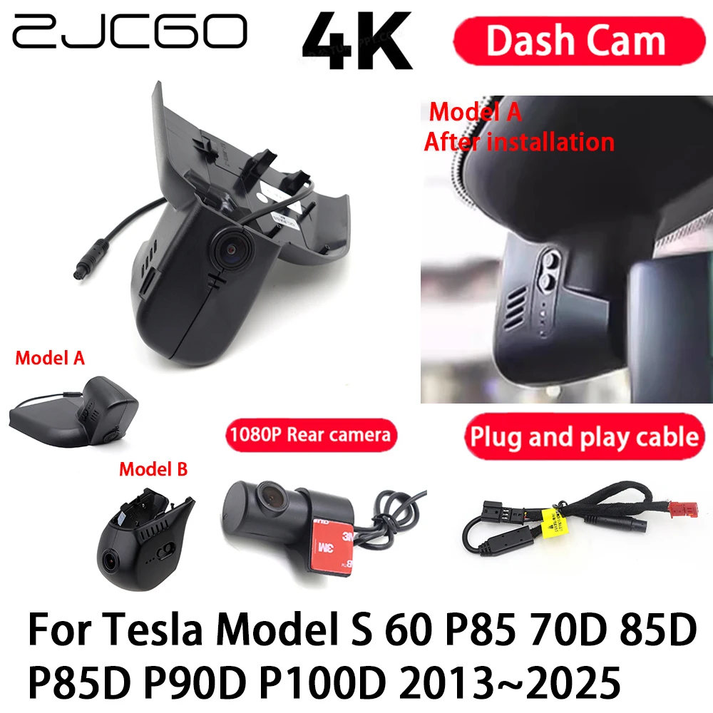 

Car Camera 4K Plug and Play Dash Cam Video Recorder Night Vision for Tesla Model S 60 P85 70D 85D P85D P90D P100D 2013-2025