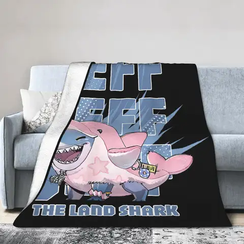 Marvel-Rivals PVP Jeff the Land Shark Flannel Blanket Dolphin Cute Funny Throw Blanket for Bedspread 200x150cm Warm