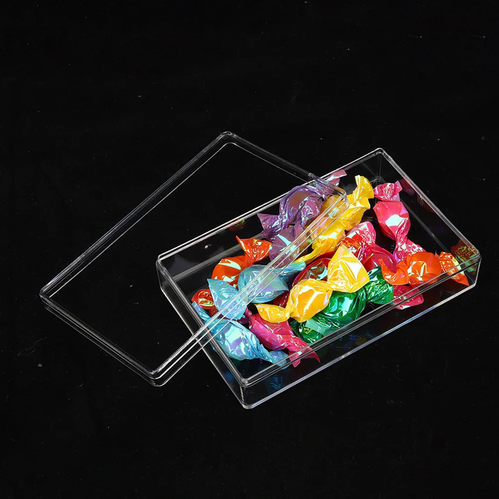 

12Pcs Candy Storage Box Clear Rectangle Containers for Chocolate Nuts Snacks Transparent Organizer Case with Lid Bulk Pack