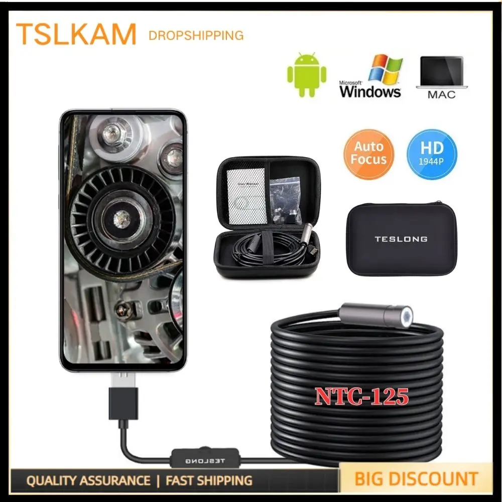 Teslong NTC125 1944P Auto Focus Endoscope Camera Inspection Borescope Waterproof Semi-Rigid Snake Cable Soldering Camera