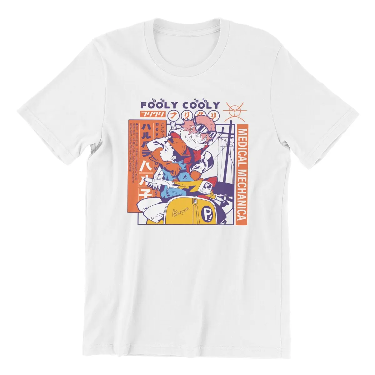 FLCL Haruko yellow Funny Men Video Game Love You Fans Fooly Cooly FLCL Japan music Anime T shirt Large size graphic shirts