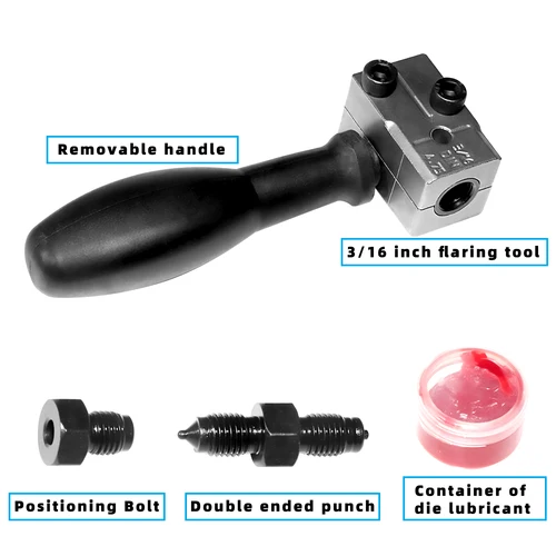 Imagen 2 del producto Herramienta de abocardado doble de 3/16 pulgadas, herramienta doble de línea de freno de mano de Metal para motocicleta, herramienta de abocardado de línea de freno de camión automotriz