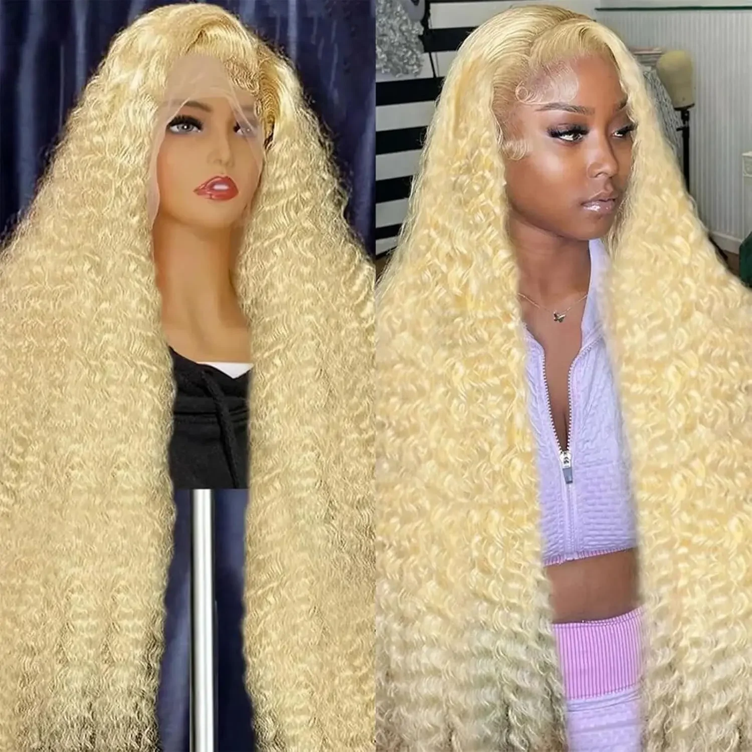 613 Blonde Lace Front Wig Human Hair 13x6 Deep Wave Hd Lace Front Wigs 180% Density Blonde 613 Lace Front Human Hair Wigs