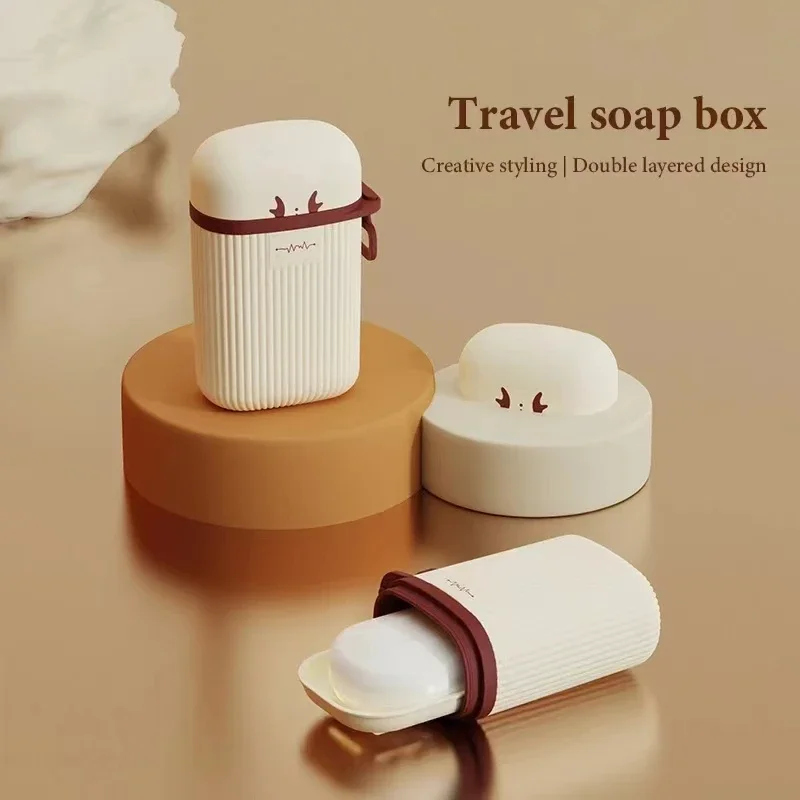 Portable Soap Dish with Double Layers and Draining Design for Traveling and Business Trip, Easy to Carry and Clean soap box