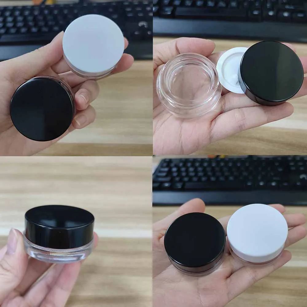 20pcs Cream Jar Cosmetic 5g Empty Small Sample Bottle Makeup Pot Transparent Container For Eyeshadow Lip Balm Nail Cusosmized