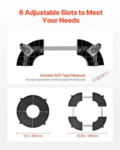 Круглый мусорный бак Dolly 15-22,8 дюйма, регулируемая мебельная тележка, 400 фунтов, сверхмощная
