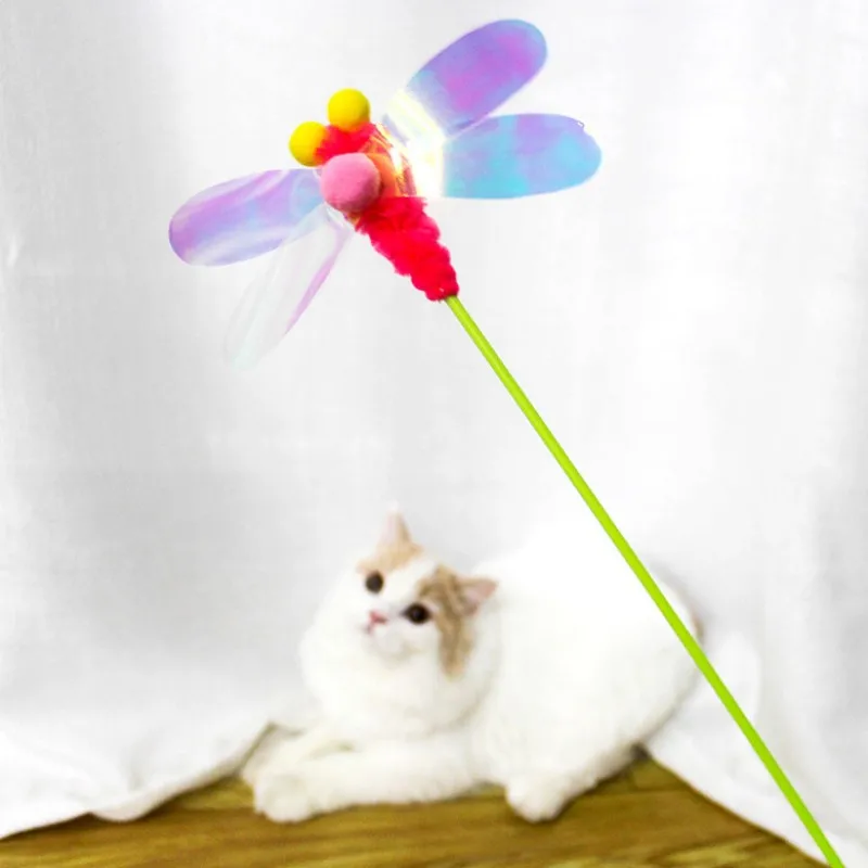 Cat Toy Feather Cats Sticks Insects Toys for Cats Teasing Butterfly Stick Cat Toys Interactive Wool Ball Teaser Toy Pet Products