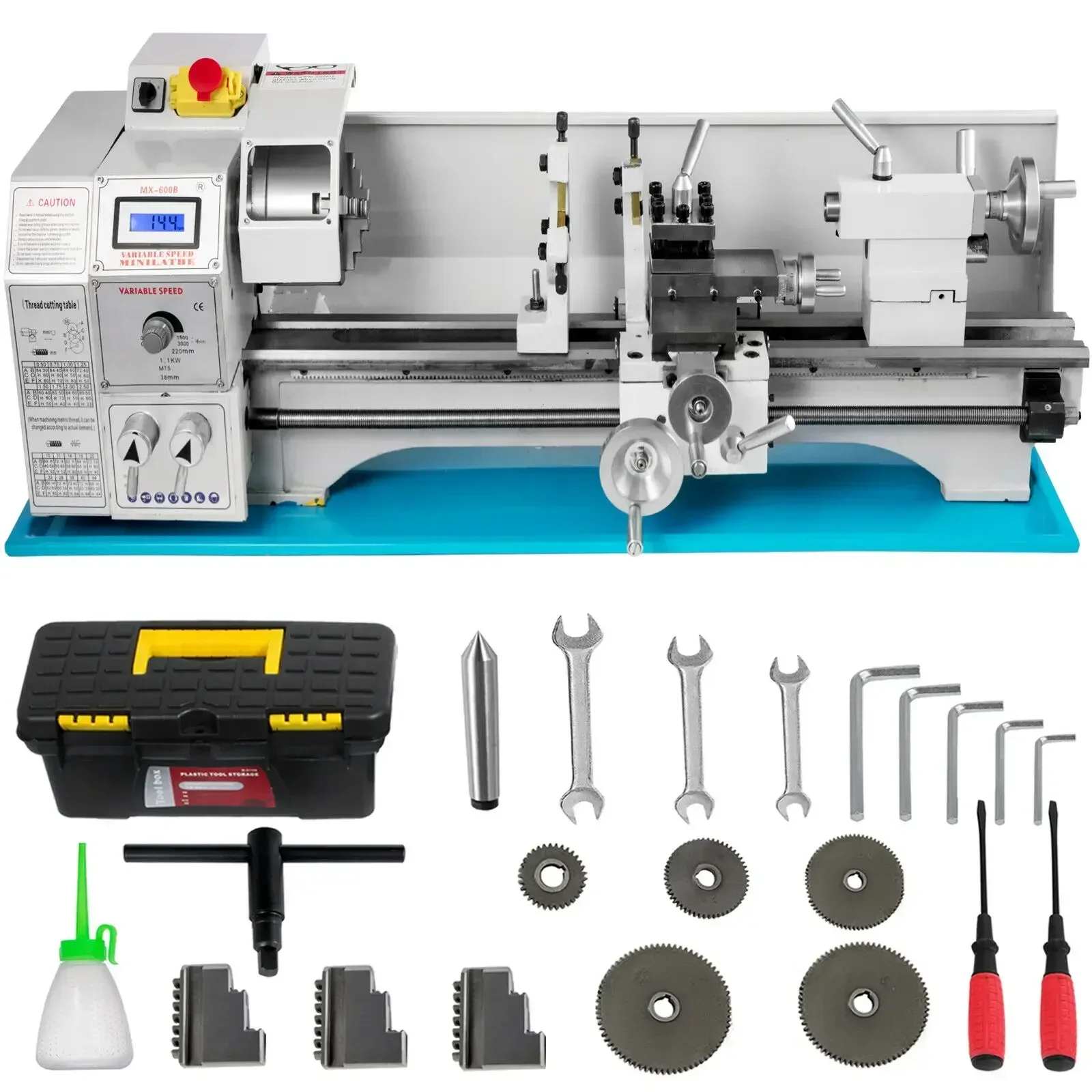 YYHCMini Metal Lathe 1.1KW Making Metric Threads and Inch Threads Variable Speed Brushless Motor Lathe 1.1KW