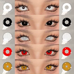 UYAAI 1 Pair Cosplay White Colored Contact Lenses Black Lenses Halloween Beauty Makeup Lens Vampire Red Lenses Anime Colorcon