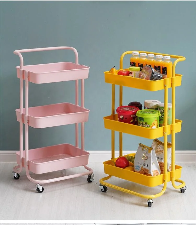 Handcart, with Wheels for Mobility, Multi-layer Storage Tool Cart, Bedroom Kitchen Storage, Multi-color