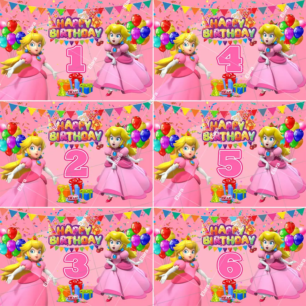 

Pink Bow Peach Princess Girl's Birthday Party Decoration Customized Year Poster Baby Shower Photography Background Booth Props