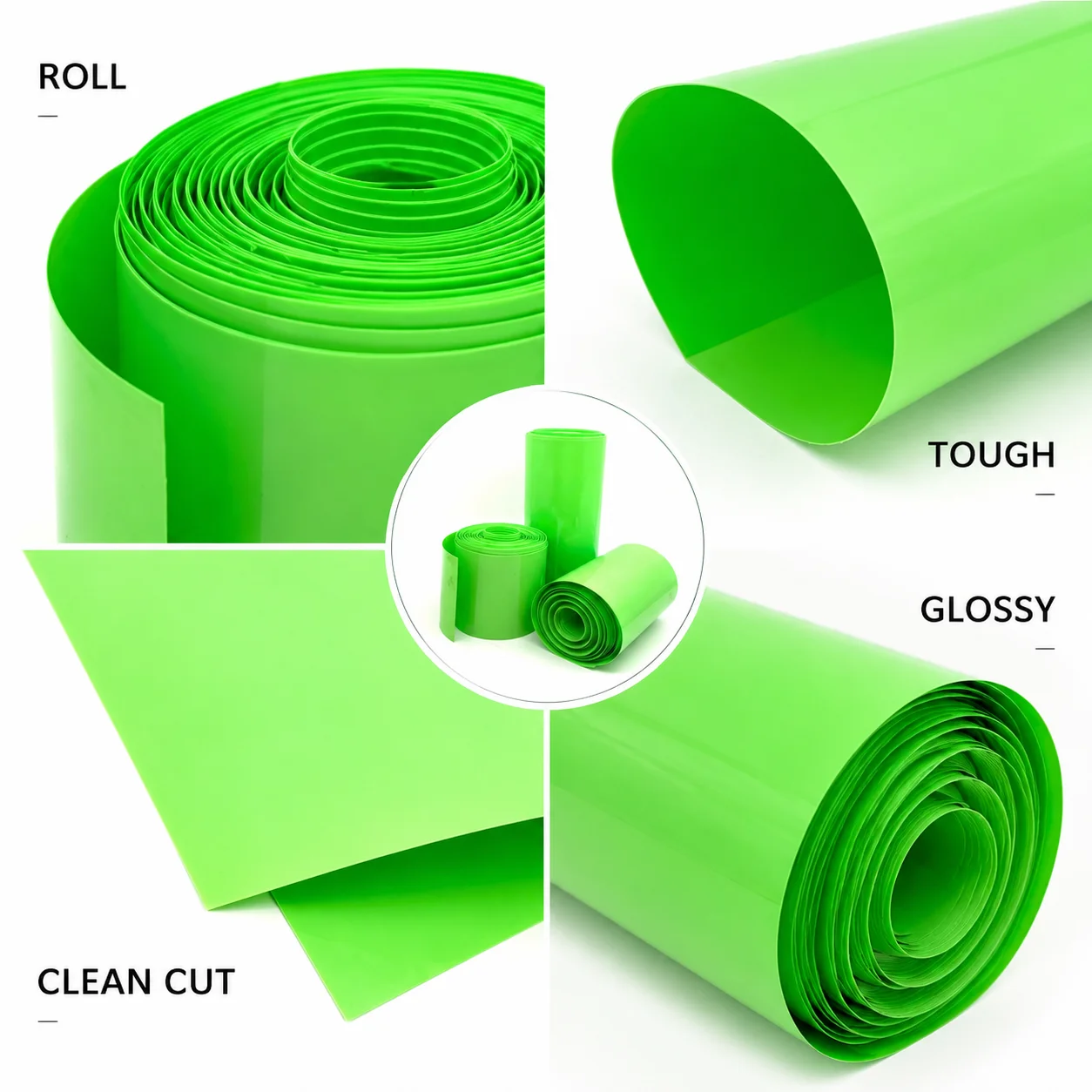 10M/5M/2M 18650 Battery Green PVC Heat Shrink Tube Width 30mm-300mm Wear-resistant and flame-retardant cable protection sleeve