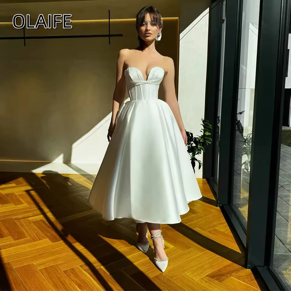 

Элегантное атласное свадебное платье длиной до пола, свадебное платье принцессы без рукавов на заказ, Vestido De Novia Boda Civil