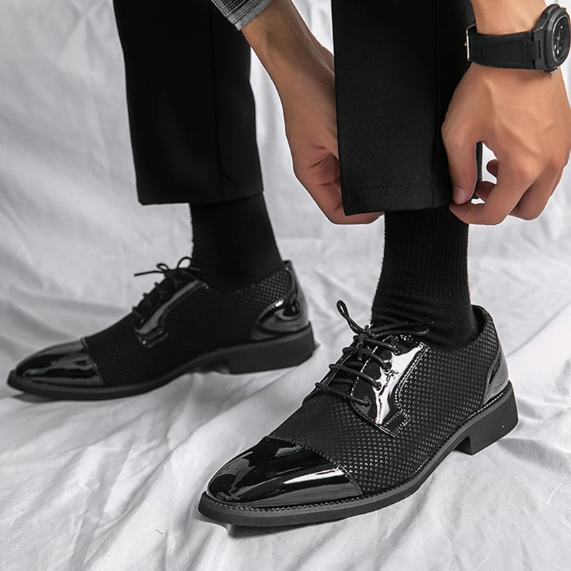 Men Dress Shoes for Party Wedding Casual Business Formal Shoes Plus Size Lace Up Oxfords Elegant  Men Luxury Shoes