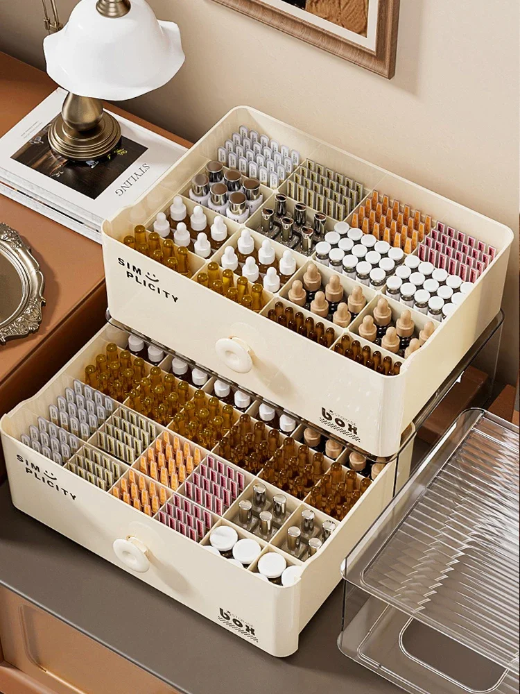 Dustproof Ampoule Essence Storage Box Cosmetics Perfume Lipstick Sample Storage Box Acrylic Skincare Test Tube Sample Organizer