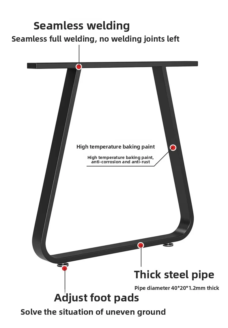 Iron Art Support Feet High-Temperature Painted Bar Stand Single-Side Table Legs Stable Heavy-Duty Table Parts Contemporary Style