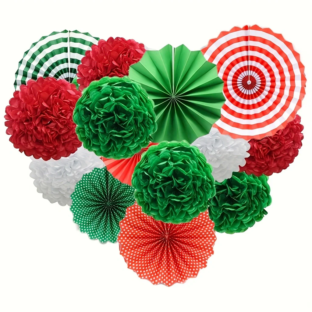conjunto-de-pompom-de-papel-definido-com-ventilador-vermelho-verde-branco-para-o-dia-de-natal-pacote-15