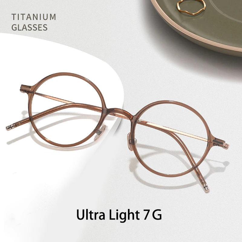 

Retro Round Titanium Eyewear Woman Ultra Light TR90 Spectacle Optical Prescription Eyeglasses Myopia Small Size Frame Man 9202