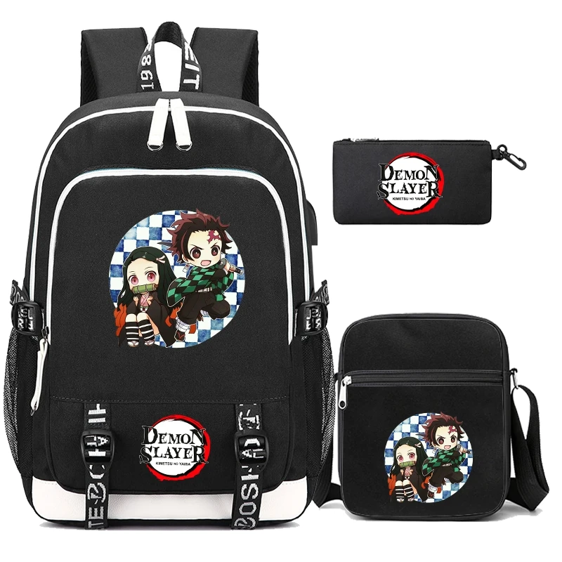 

3Pcs/set Demon Slayer Backpack Girl Boy Back To School Backpack Teenager Large Capacity Schoolbag Handbag Rucksack Set Mochilas