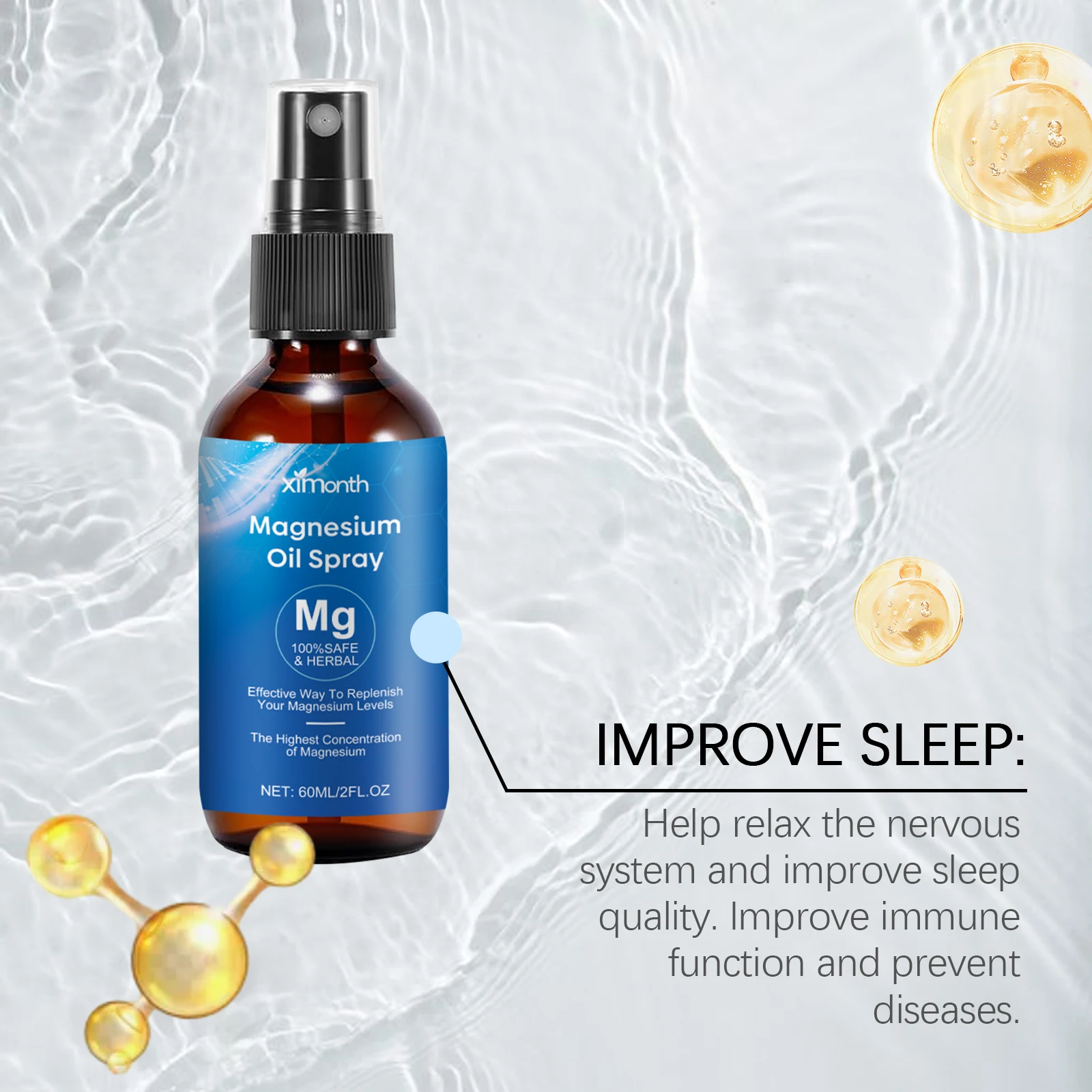 Essential Oil Magnesium Spray Relieves Muscle Body Pain Smoothes Softens Skin Magnesium Oil Spray Relaxation Better Sleep Care view 4
