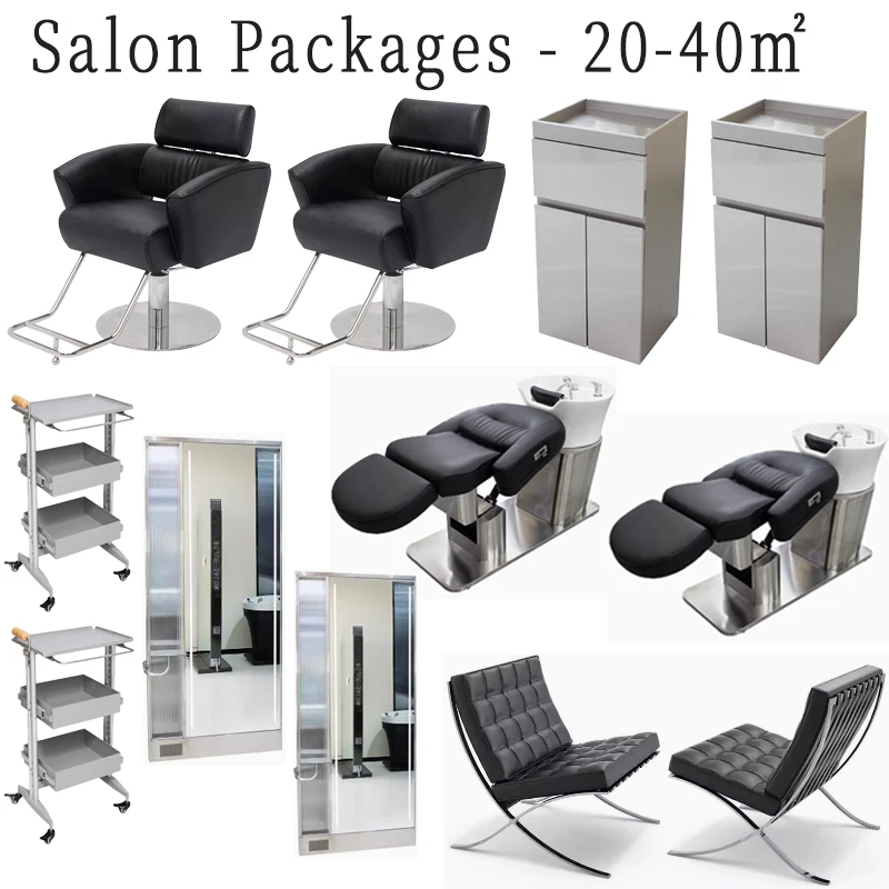 熱い販売のビューティー サロンの家具セット ヘアサロンの椅子とミラー理髪シャンプー ベッド専門理髪店の家具