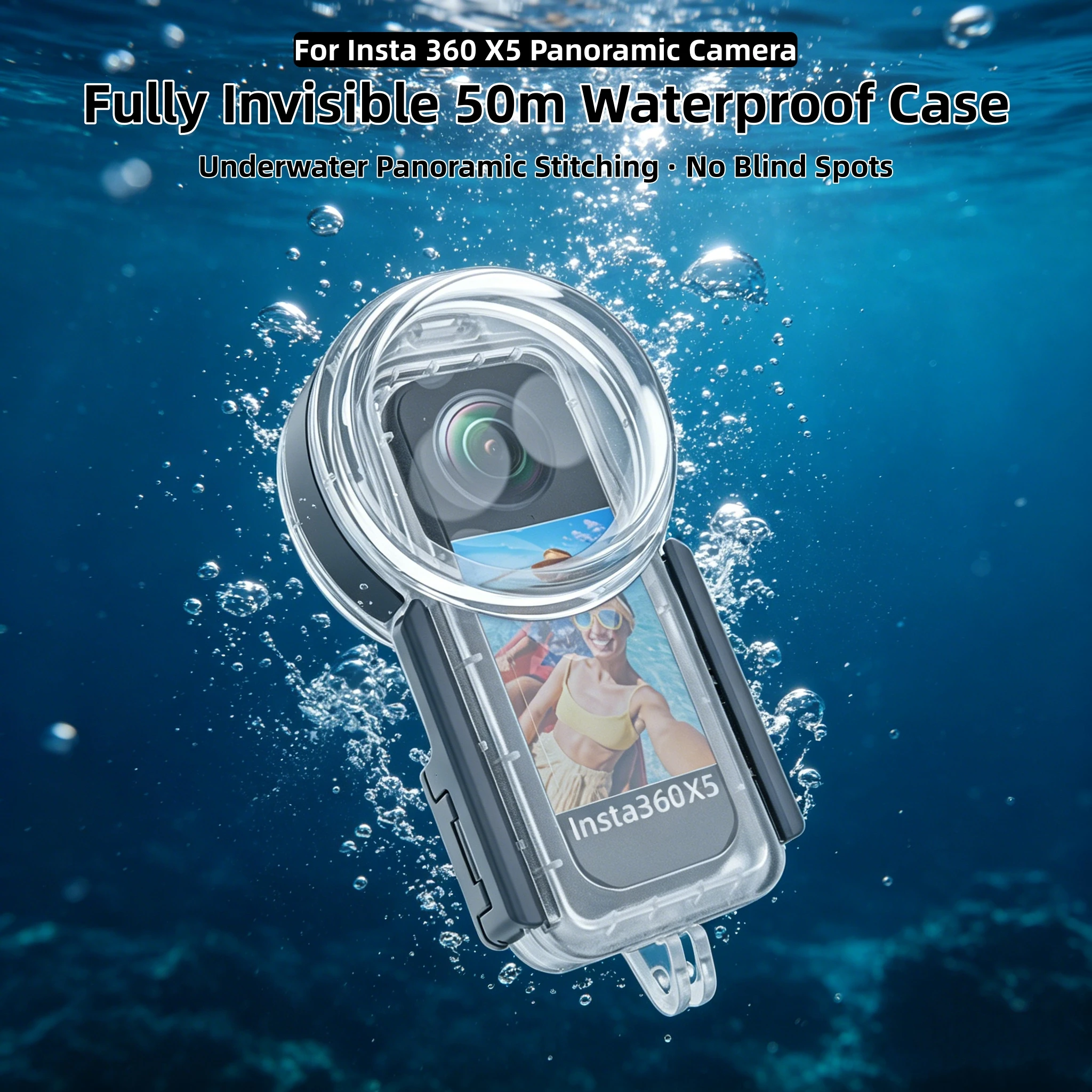 

Seafrogs Waterproof Camera Housing Compatible with Insta 360 X5, 50M/165FT Diving Shell Underwater Case Suit for X5 Waterproof