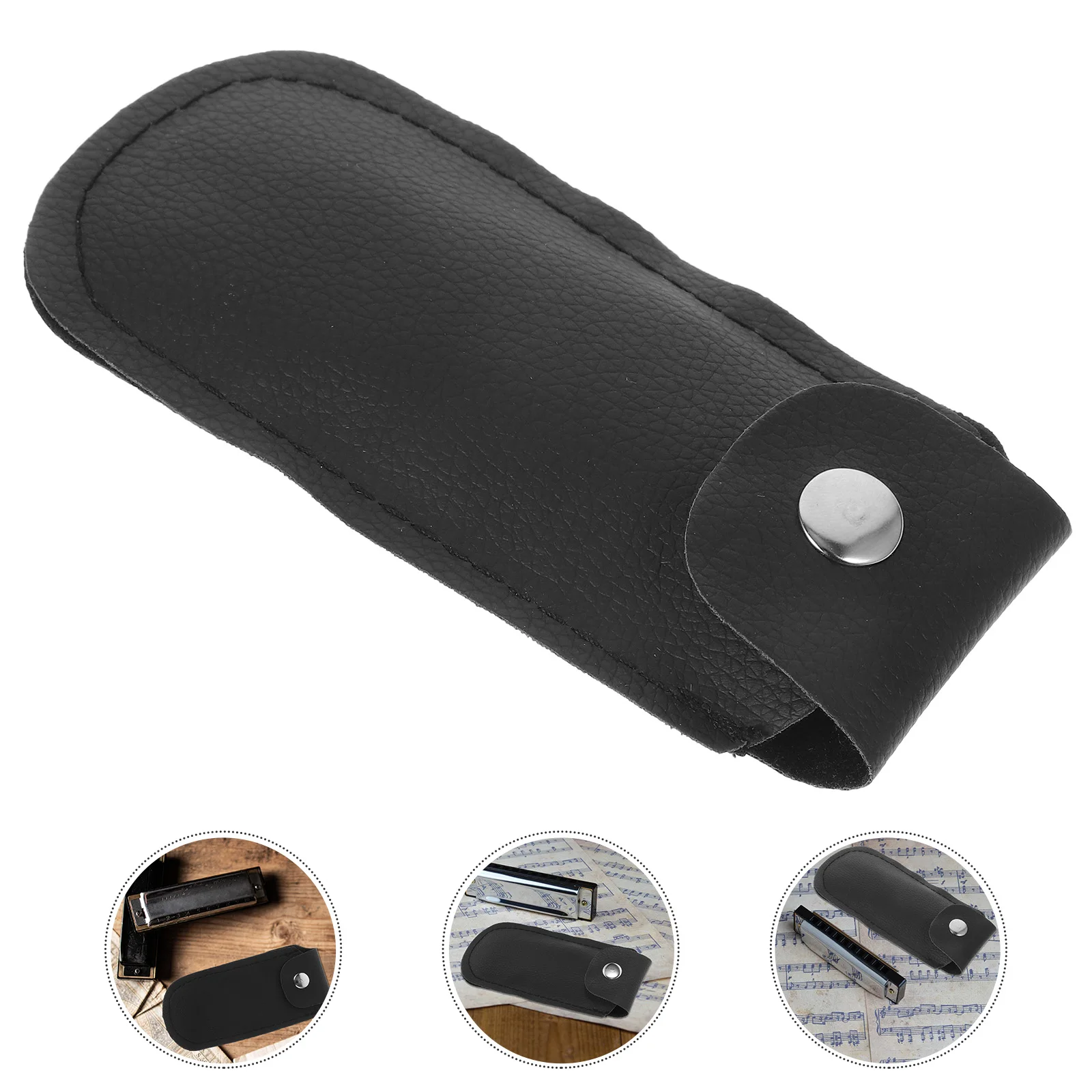 

Harmonica Case Portable Stand-up Holder Black Bag for Music Instruments