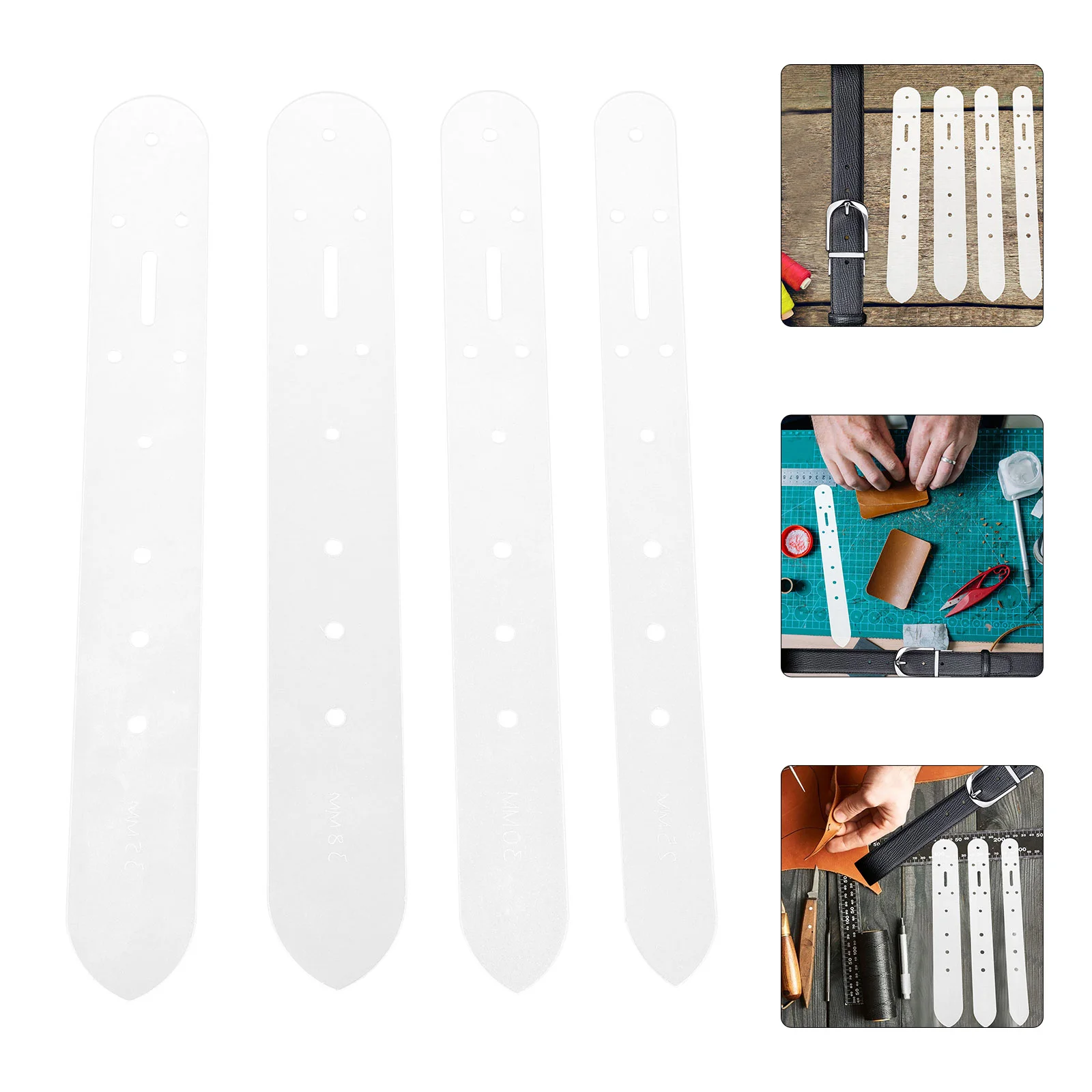 

4 Pcs Belt Punch Hole Tool Punching Positioning Plate Stencil Templates