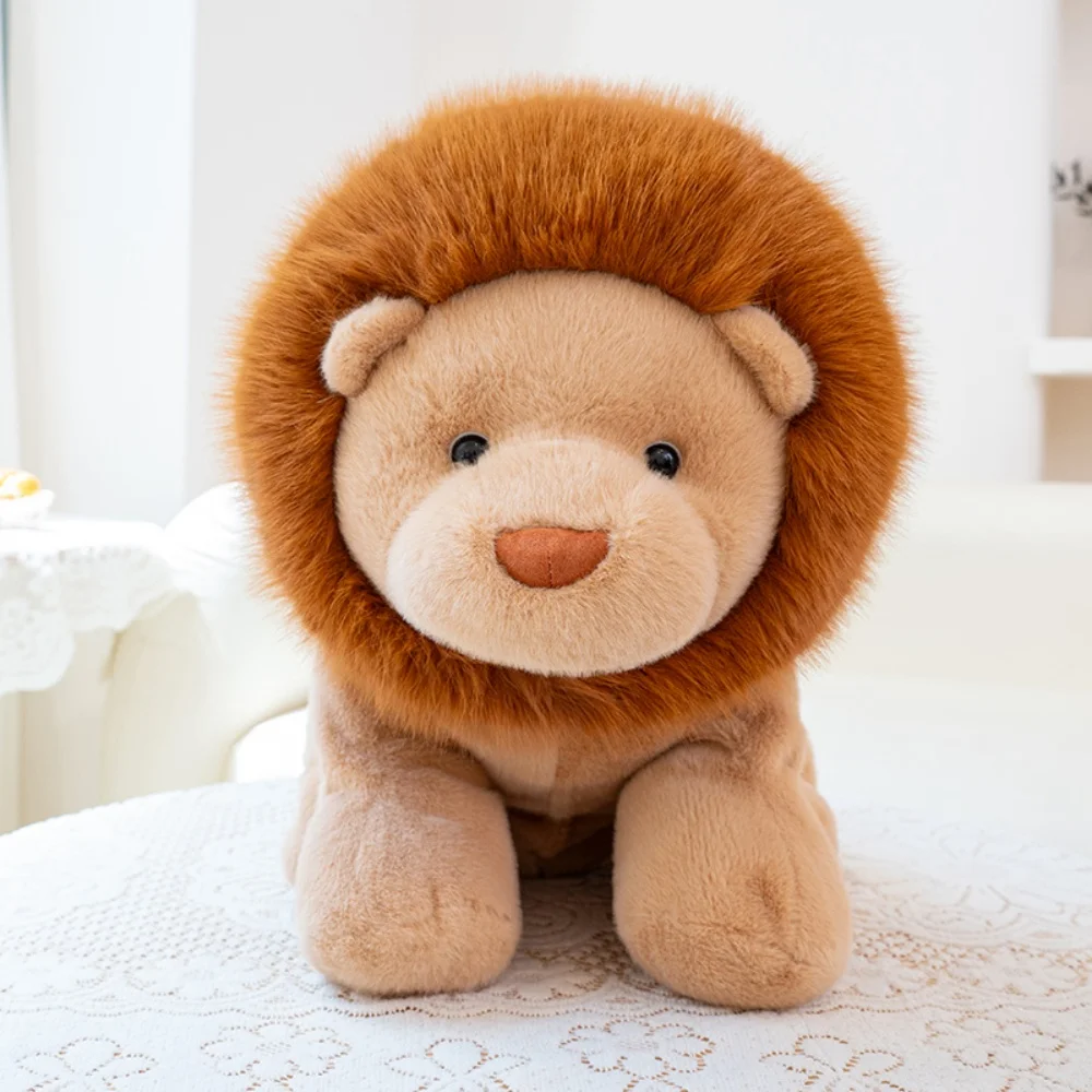 Fluffly Hair Lion Plush Toy Cartoon Sitting Or Lying Down Stuffed Animal Cuddly Animal Lion King Doll Room Decor