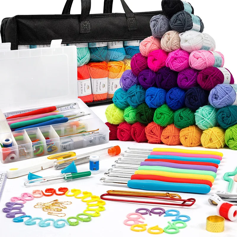 113Pcs Yarn Crochet Set Multi Size Crochet Craft Set For Ergonomics Ideal Beginner Set DIY Originality Weaving Tools