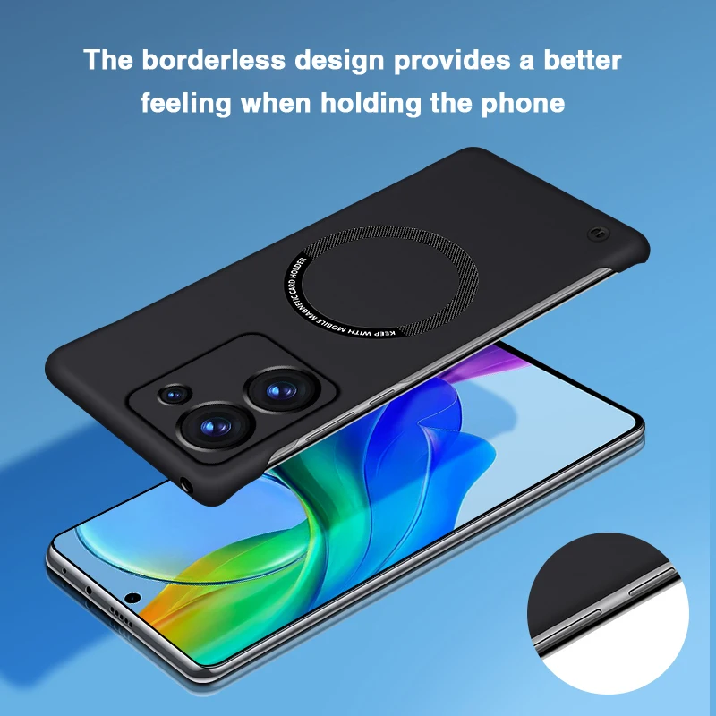 Original Luxury Frameless Phone Case for VIVO Y27 Y27s Y36 Y77T Y78 Y100i 5G 4G China Hard Ultra Thin Magnetic Simple Back Cover