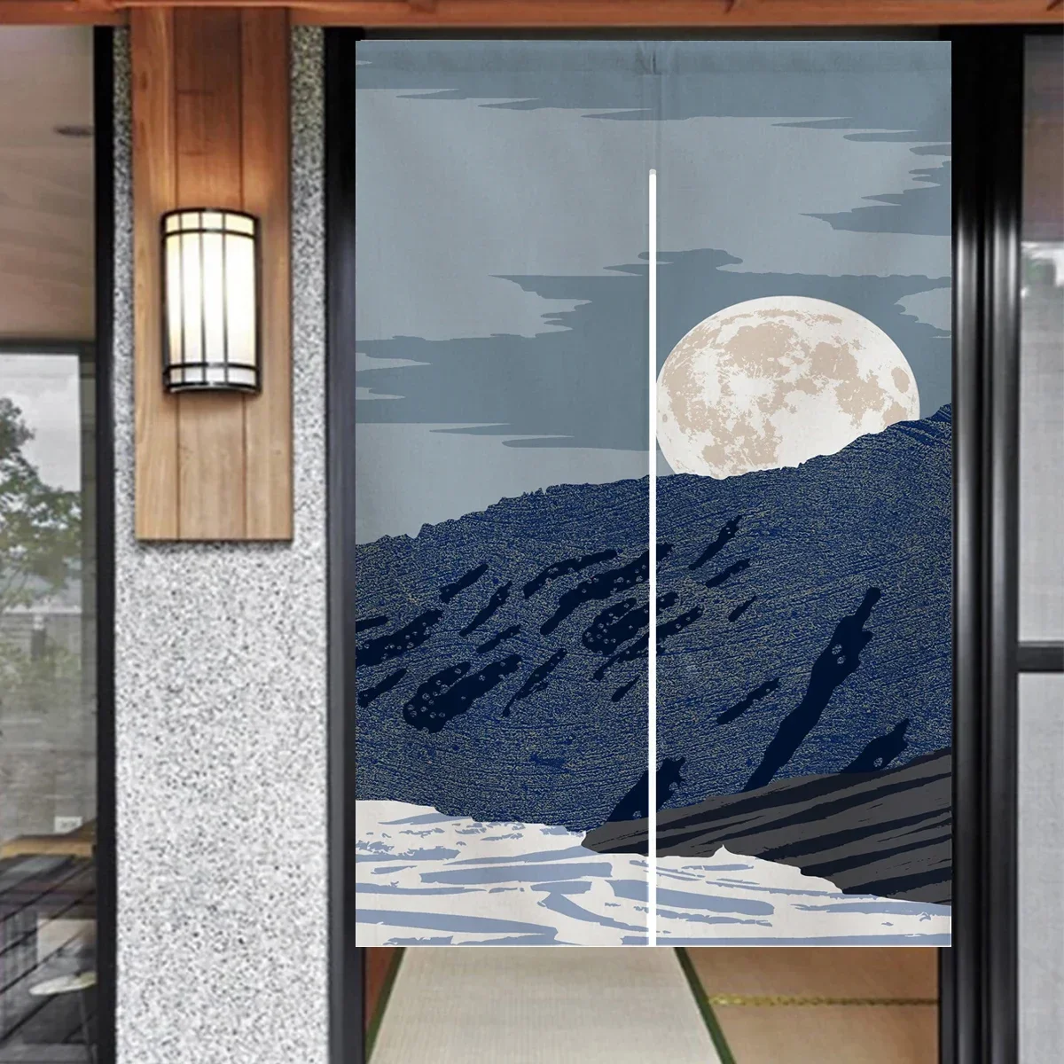 Moon Mountain Door Curtain Japanese Noren Door Curtain Room Partition Kitchen Decoration Hanging Curtains