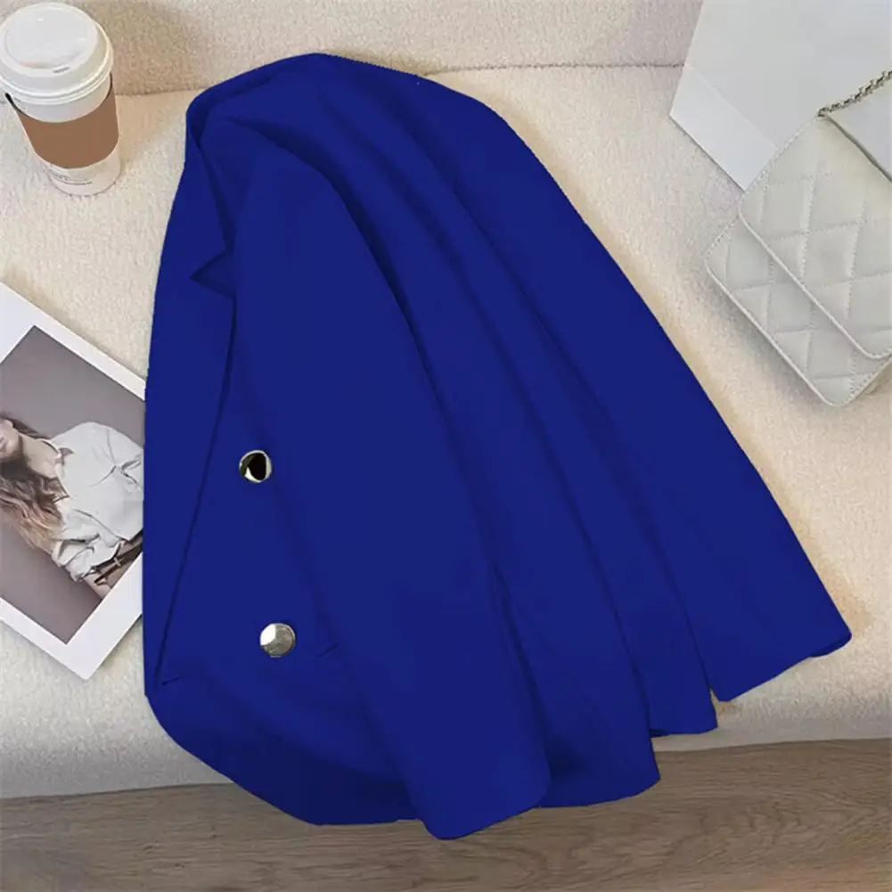 Versatile Suit Coat Women Suit Jacket Women’s Business Suit Jacket with Lapel Collar Double Placket Mid-length for Workwear