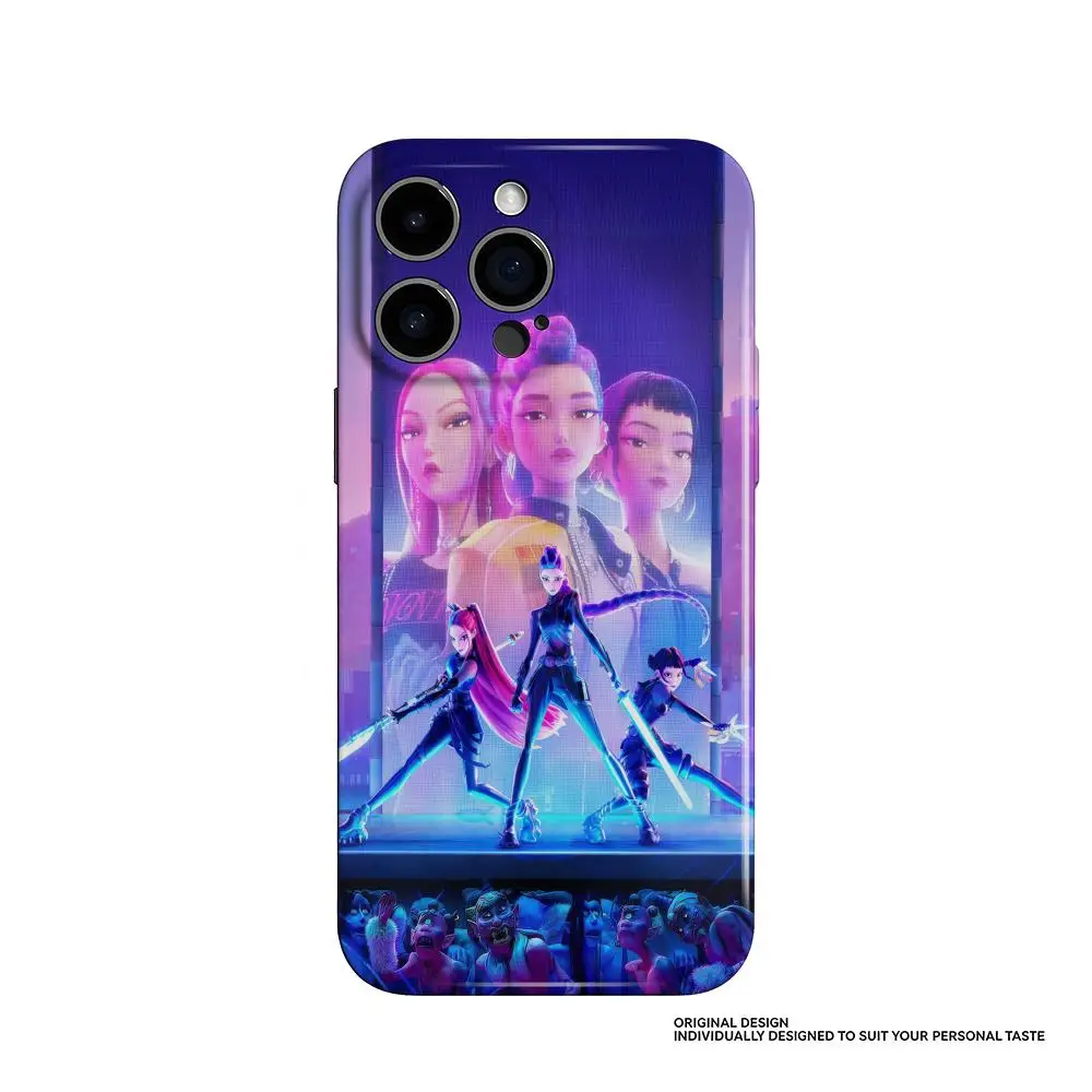 

KPOP Demons H-Hunters Phone Case For Samsung S25 24 23 22 Ultra Plus Glossy HD Fine Hole Liquid Film Hard Shell