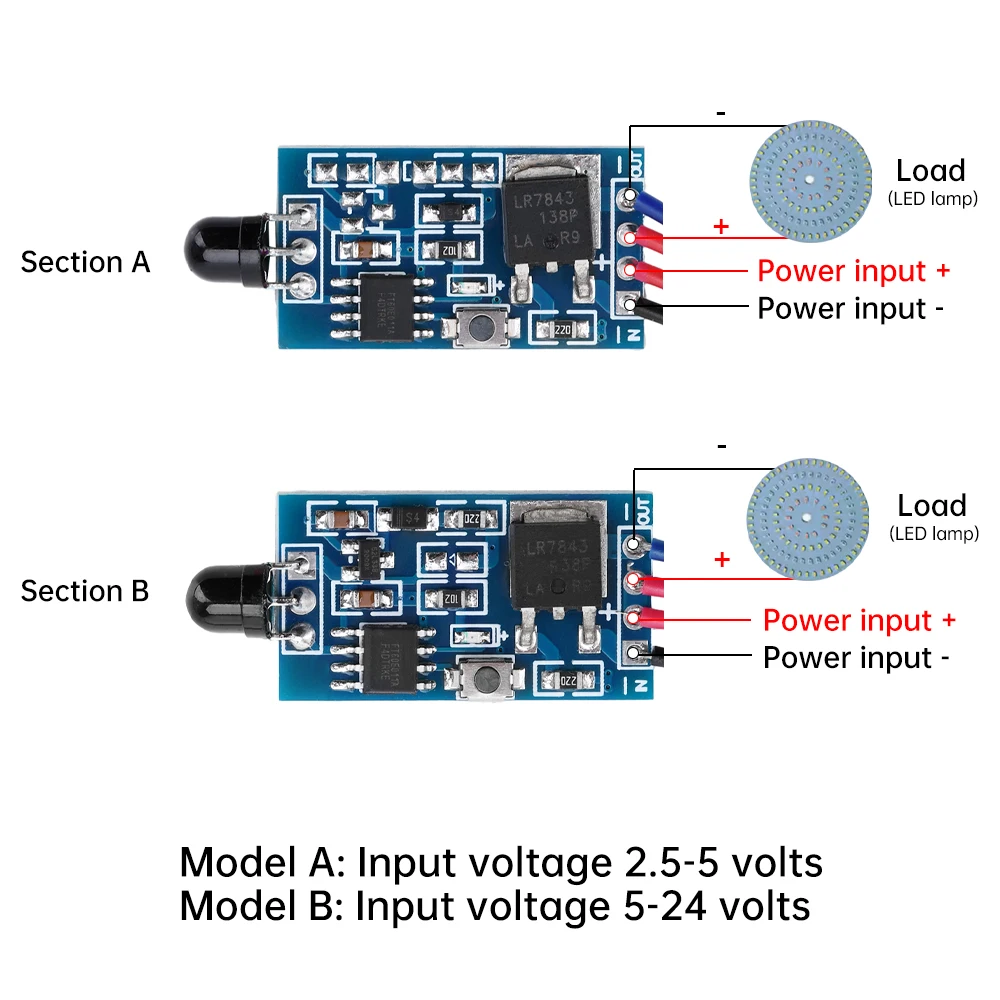 DC2.5V-5V/DC5V-24V Infrared IR Wireless Remote Control Module Kits Infrared Remote Control One Click Switch DIY Kit