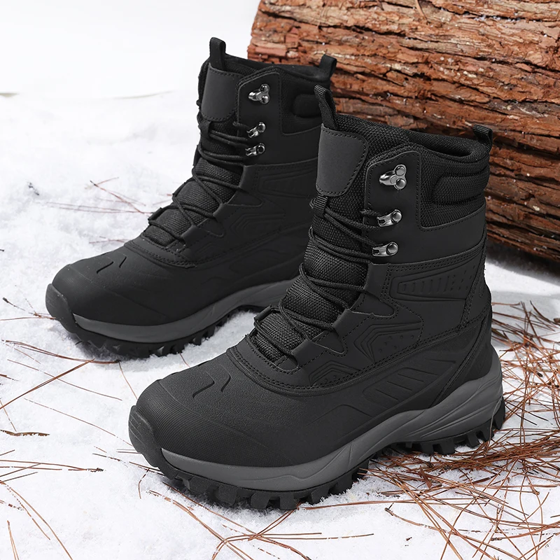 

Big Size Hiking Boots Men Winter Warm Snow Boots Waterproof Outdoor Mountain Climbing Sneakers Anti-slip Men's Casual Work Boots