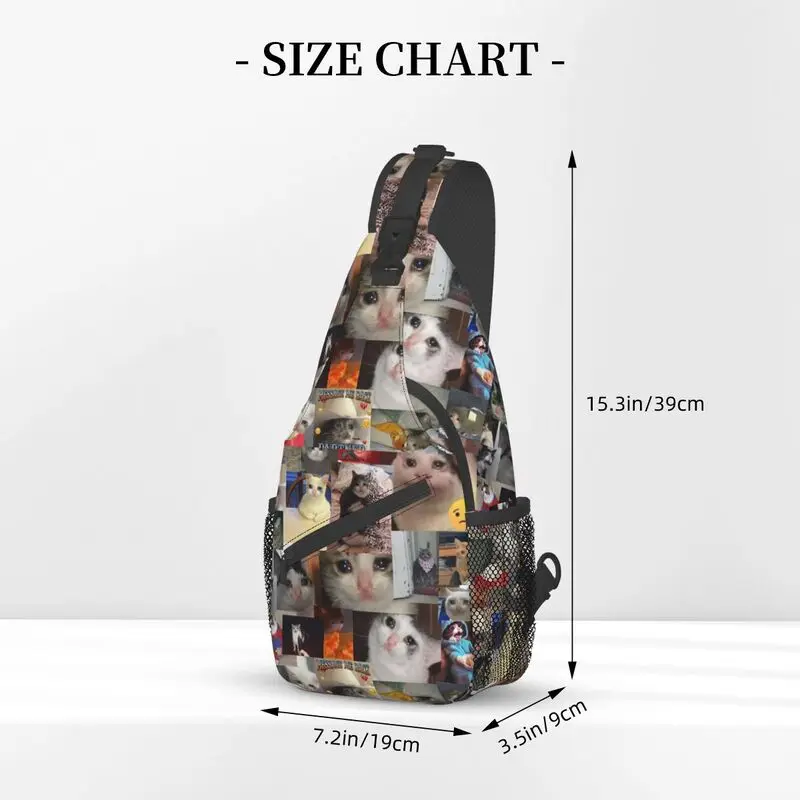 Cool Crying Cat Sling mochila cruzada para hombres, Animal, mascota, gato, bolso de pecho de hombro para senderismo