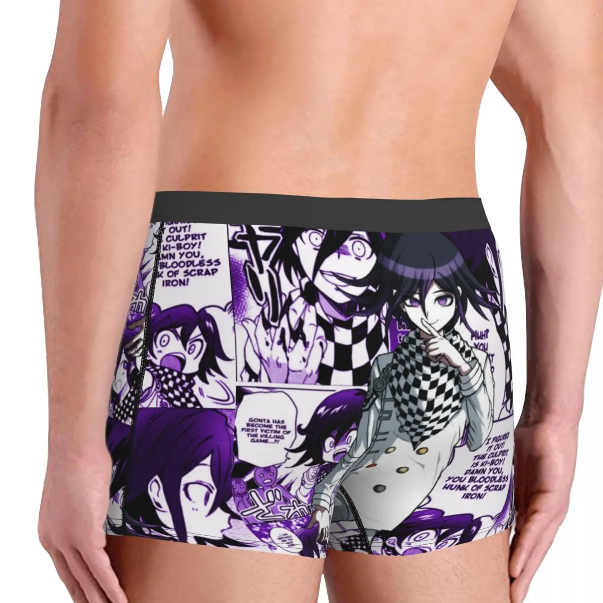 Kokichi Ouma Manga Print Men\'s Underwear Danganronpa Manga Anime Boxer Shorts Panties Humor Soft Underpants for Homme Plus Size