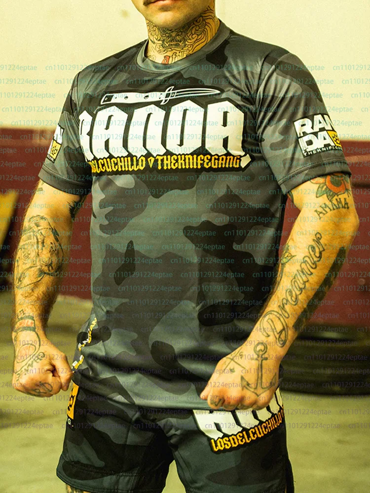 Summer 3D Print Boxing RANDA Jersey Breathable Sportwear Men Outdoor Casual Military Camouflage Short Sleeve Tops Male T-shirt
