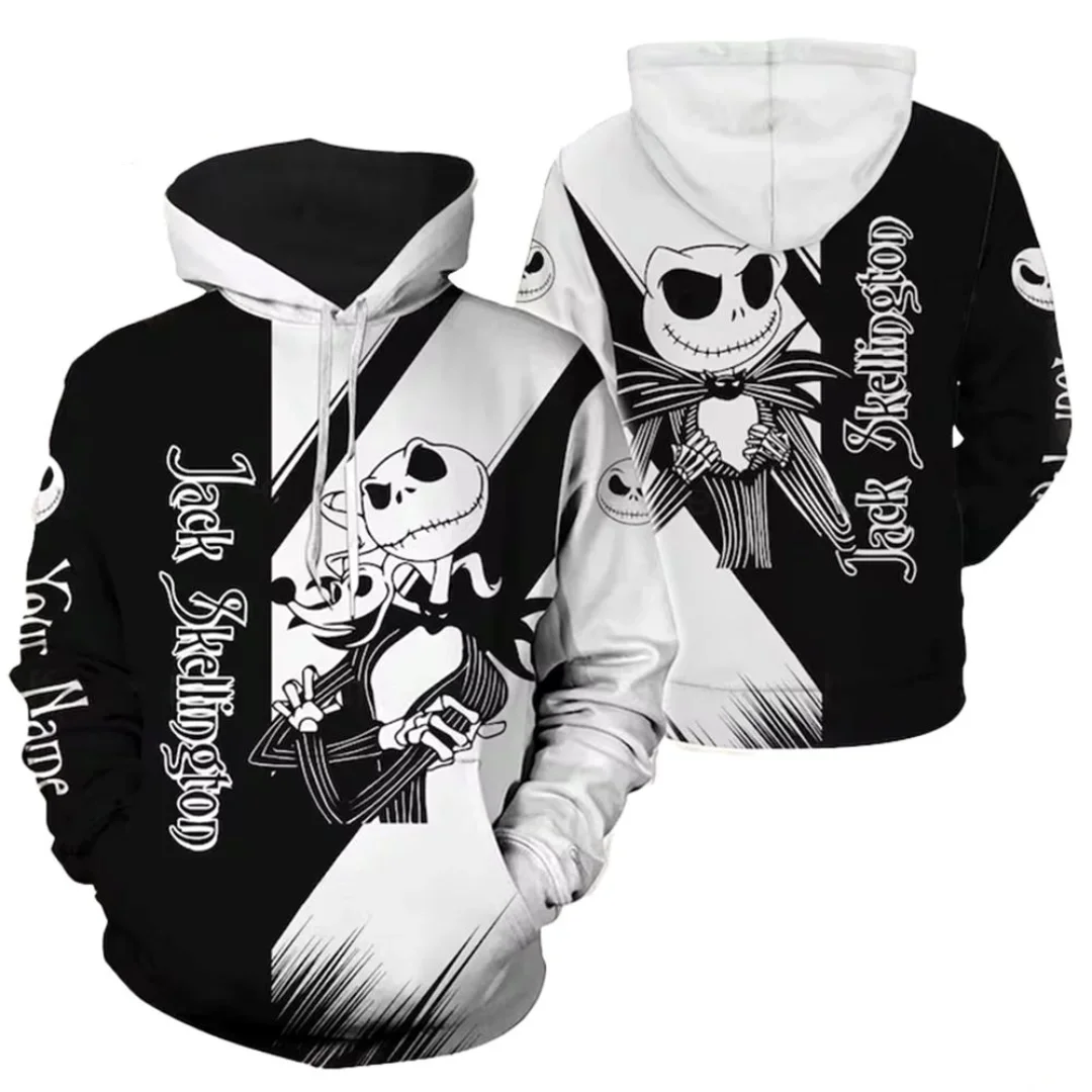 Disney The Nightmare Before Christmas Jack Skellington 3d Hoodie Men Fashion Sweatshirts Halloween Harajuku Casual Zipper Hoodie