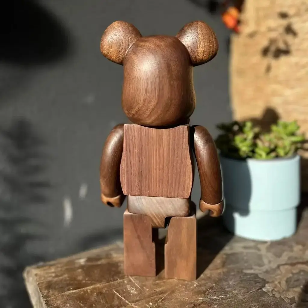 Bearbrick 400% Wood Bare Board Bear 28cm Height Handmade Collection Gift Doll Joints Can Rotate