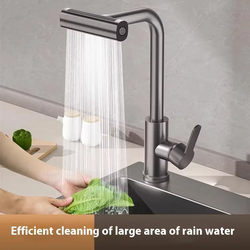 

Кухонный смеситель, четыре режима распыления, современный излив-водопад, высокий излив из латуни, без свинца, 4 режима, выдвижной излив для раковины