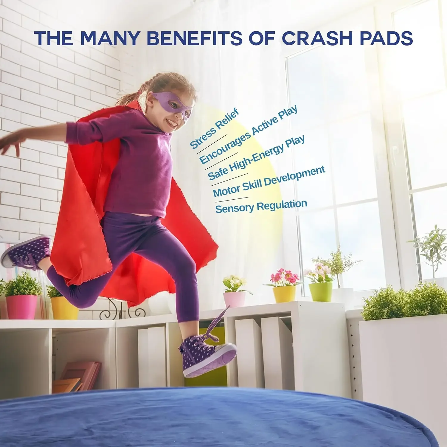 Z_4 x 6 Ft Crash Pad – Soft Velvet Cover Sensory Crash Pad for Kids with Durable Shock-Absorbing Foam, Machine Washable Cover,