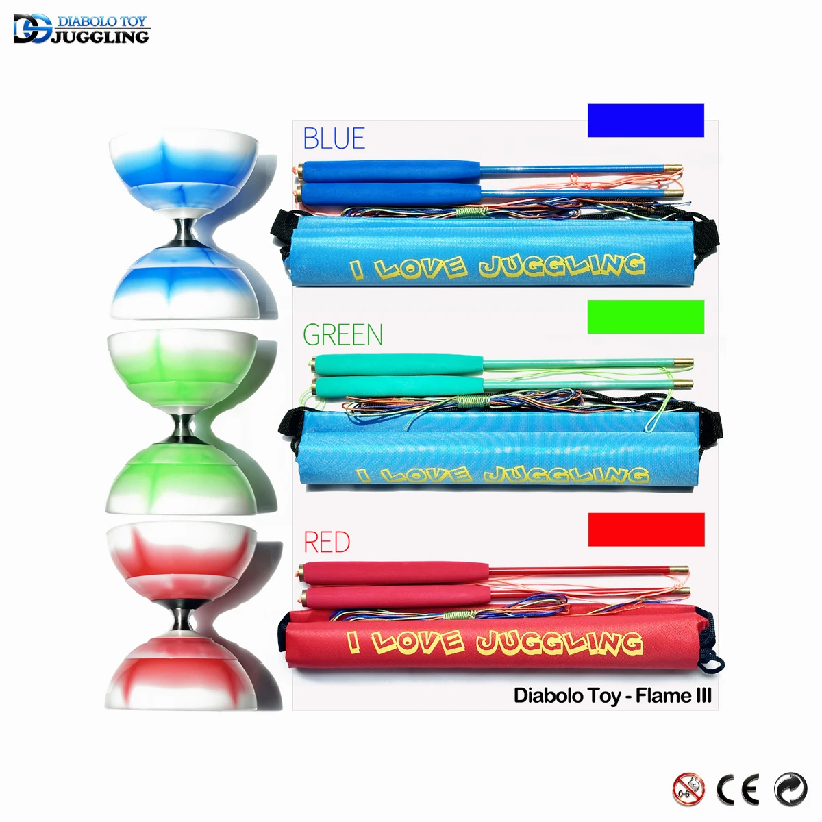 Juego de juguetes de Yoyo profesional, bolsa de cuerda de embalaje, llama China III, recién llegado, 3 rodamientos