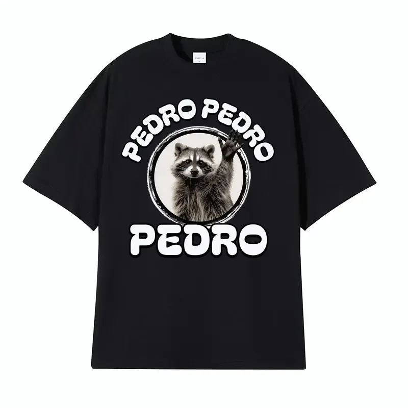 Meet Pedro The Dancing Raccoon T-Shirt Funny Meme Y2k Retro Cartoon Tee Shirt Men Women Fashion Kawaii Cotton T Shirt Streetwear