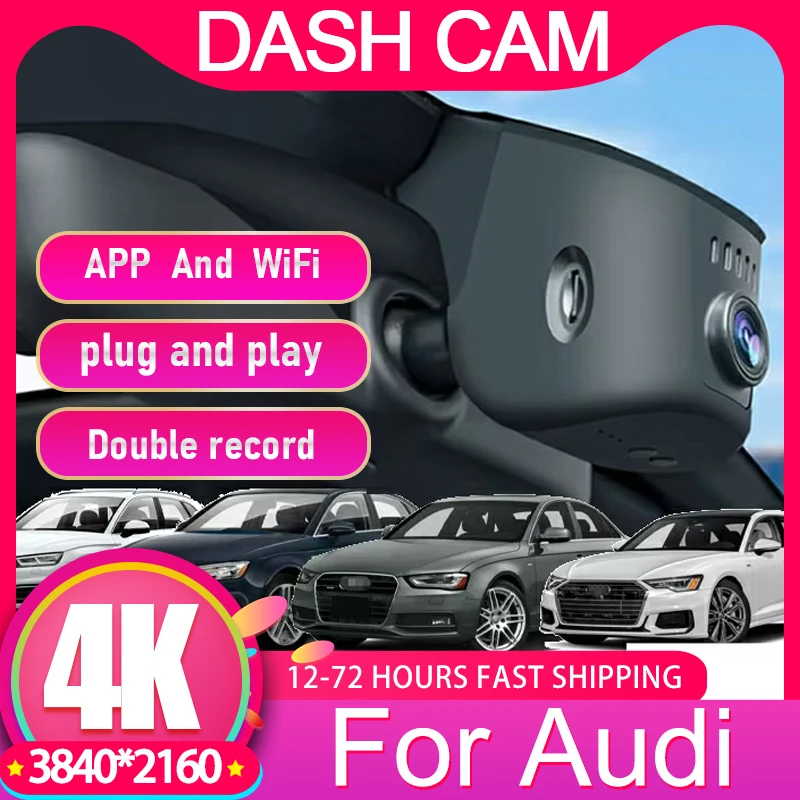 For Audi A1 A3 A4 A5 A6 A7 A8 Q3 Q5 Q7 RS7 TT B5 B6 B7 B8 B9 8V C5 C6 C7 8P 2016~2026 Dash Cam Car DVR Driving Recorder HD 2160P
