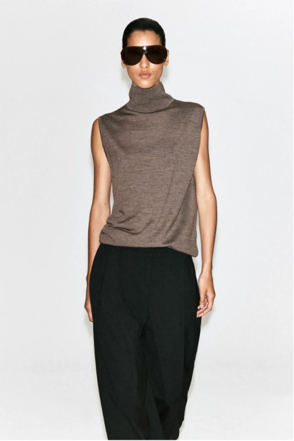 XIMIAN APPAREL 2026 YAZHIMEI Traf Cos Herbst Neuer Stil Damen Casual-Stil braune Wollmischung gestrickte ärmellose Weste – Detail 1