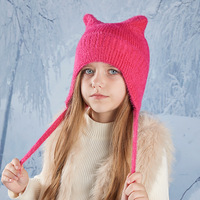 Kids Cute Cat Ear Earflap Winter Hat Fall Winter Windproof Knitted Hat Soft Beanie Hats for Boys Girls Candy Colors Children Hat