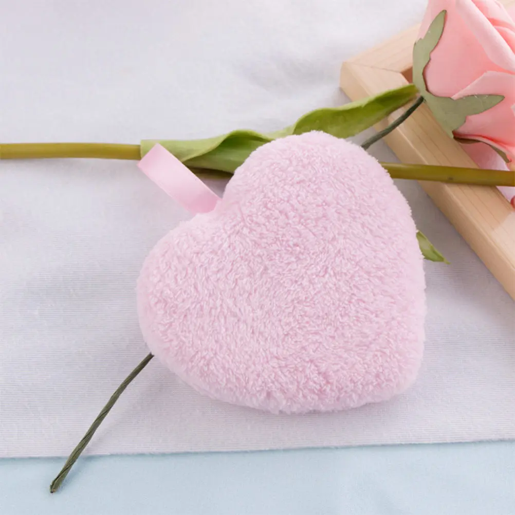 3Pcs Makeup Removal Powder Heart Shape Soft Washable Reusable Cleaning Pads Facial Cleaning Pads Pink
